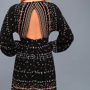 NWT Free People Black Coryn Comb Long Sleeve Dress
